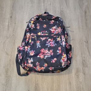 Vera Bradley Lighten Up Grand Backpack Book Bag Tossed Poises  16" X 7.5"